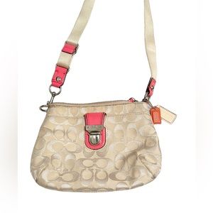 Coach tan & pink crossbody